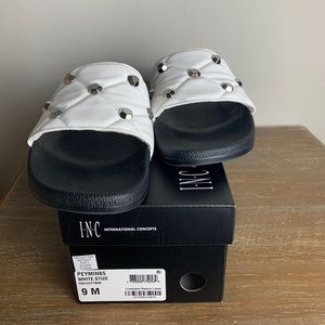 INC Women’s Peymin White Stud Pool Slides